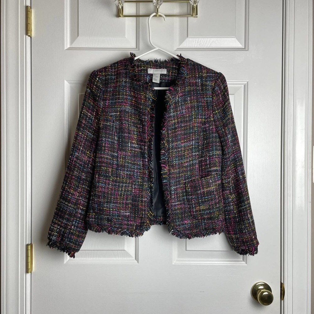 WOMEN H&M Blazer Plaid, Tweed Pink Sz 2